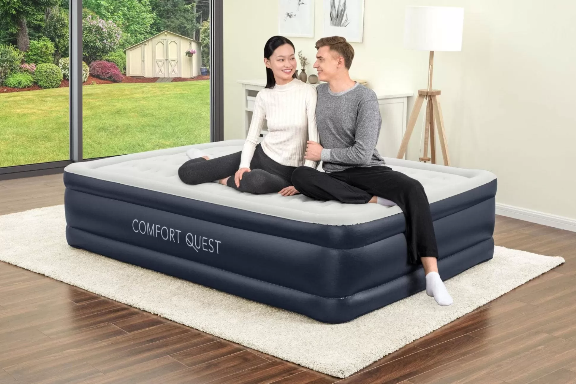 Bestway Essential Comfort Air Mattress Queen 18" With Built-In Ac Pump And Antimicrobial Coating Best