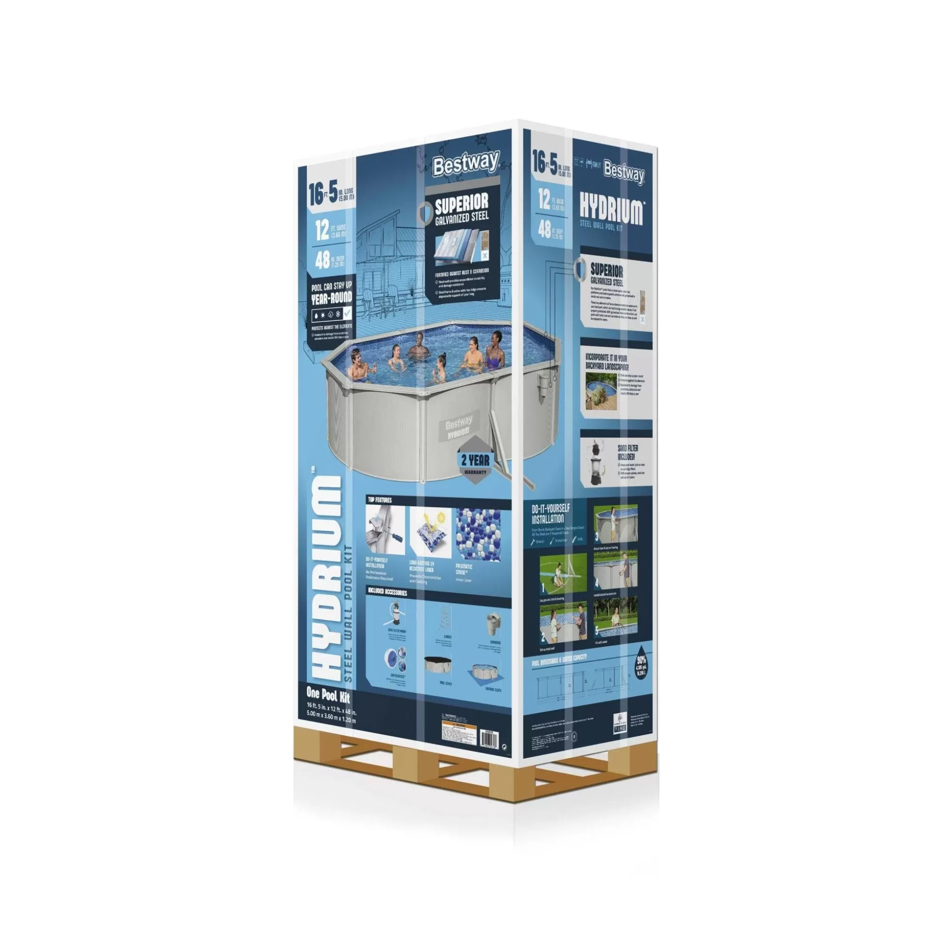 Bestway Hydrium 16'5" X 12' X 48" Steel Wall Above Ground Pool Set Online