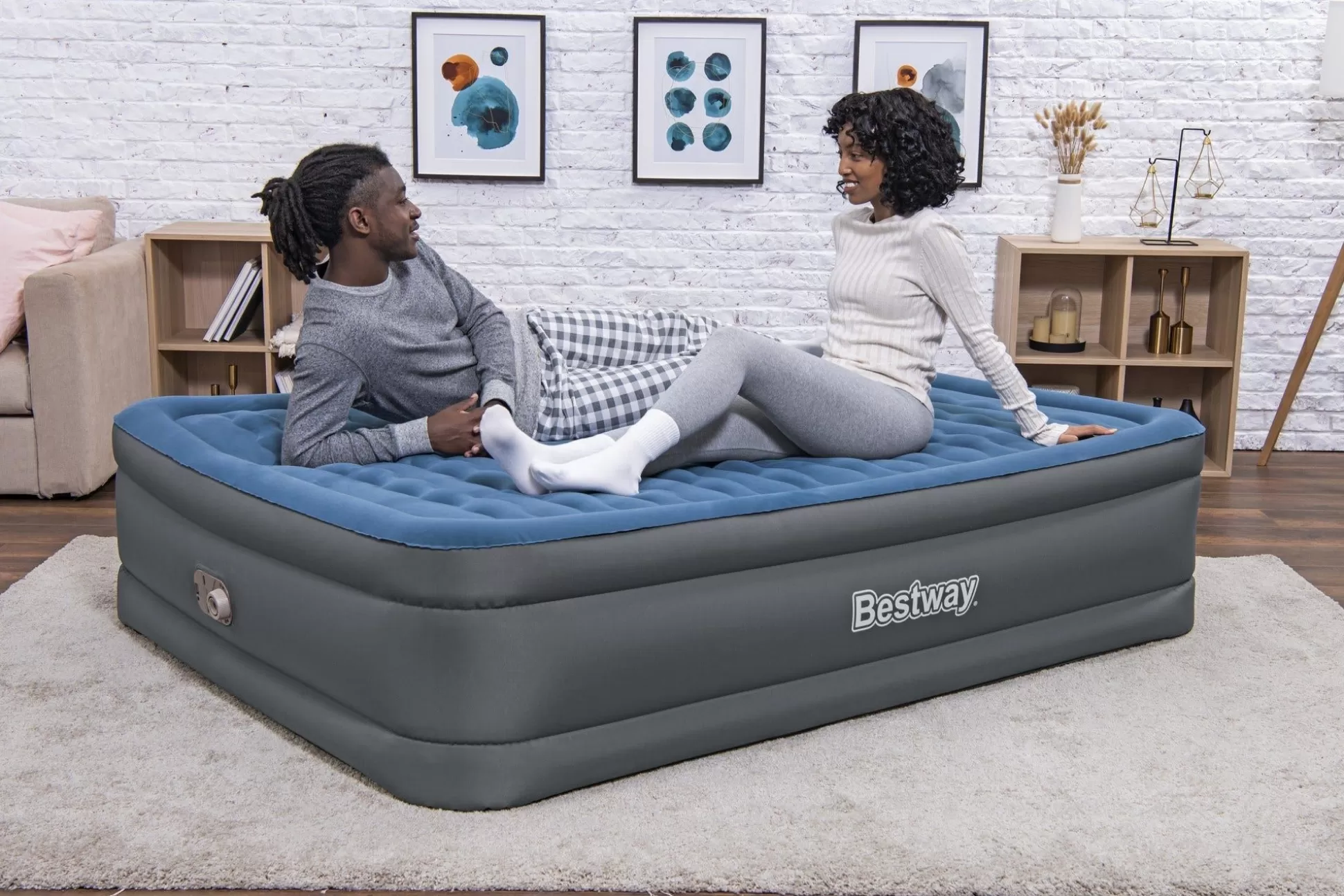 Bestway Tough Guard Air Mattress Queen 18 With Built-In Ac Pump And Antimicrobial Coating Shop