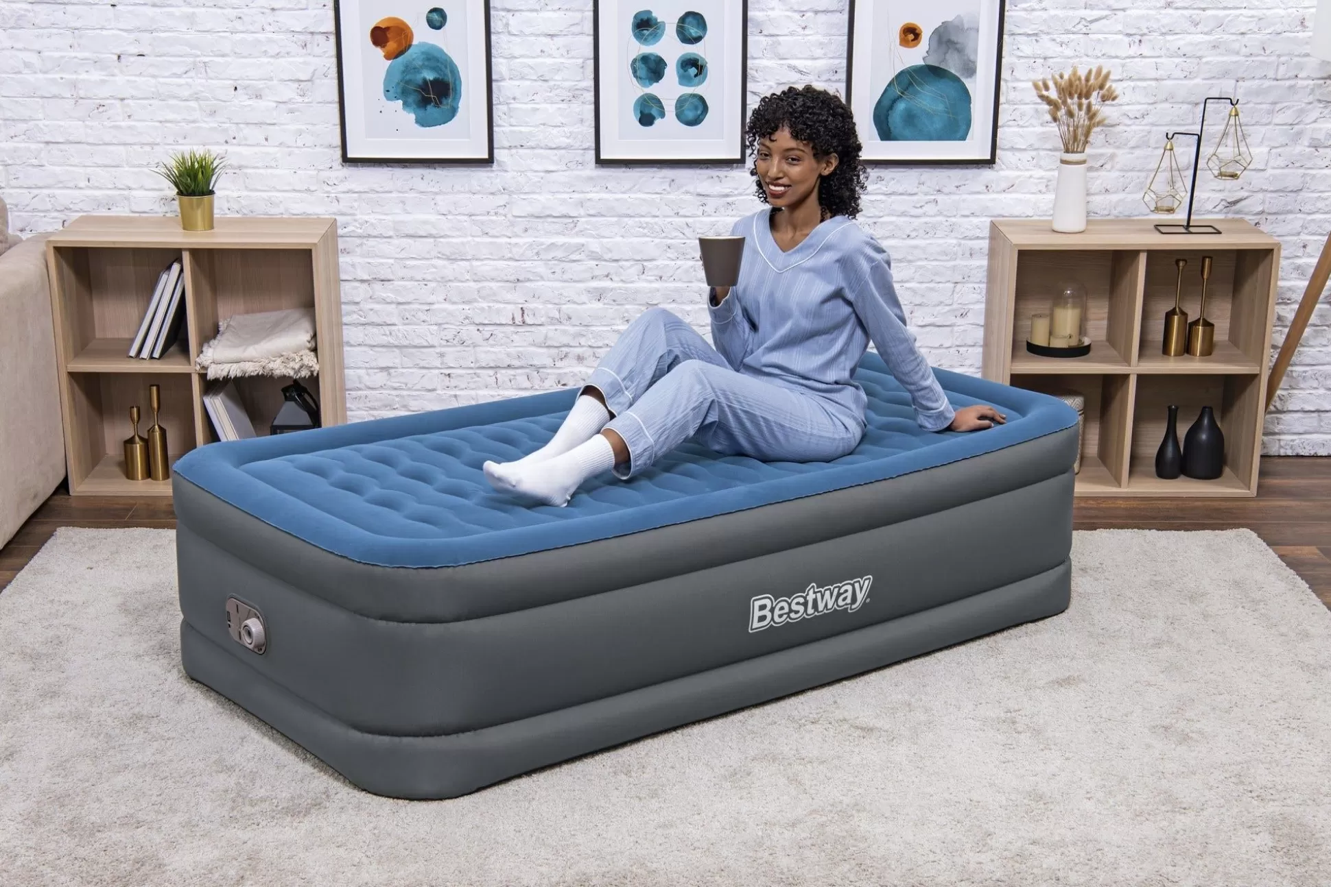 Bestway Tough Guard Air Mattress Twin 18 With Built-In Ac Pump And Antimicrobial Coating Cheap