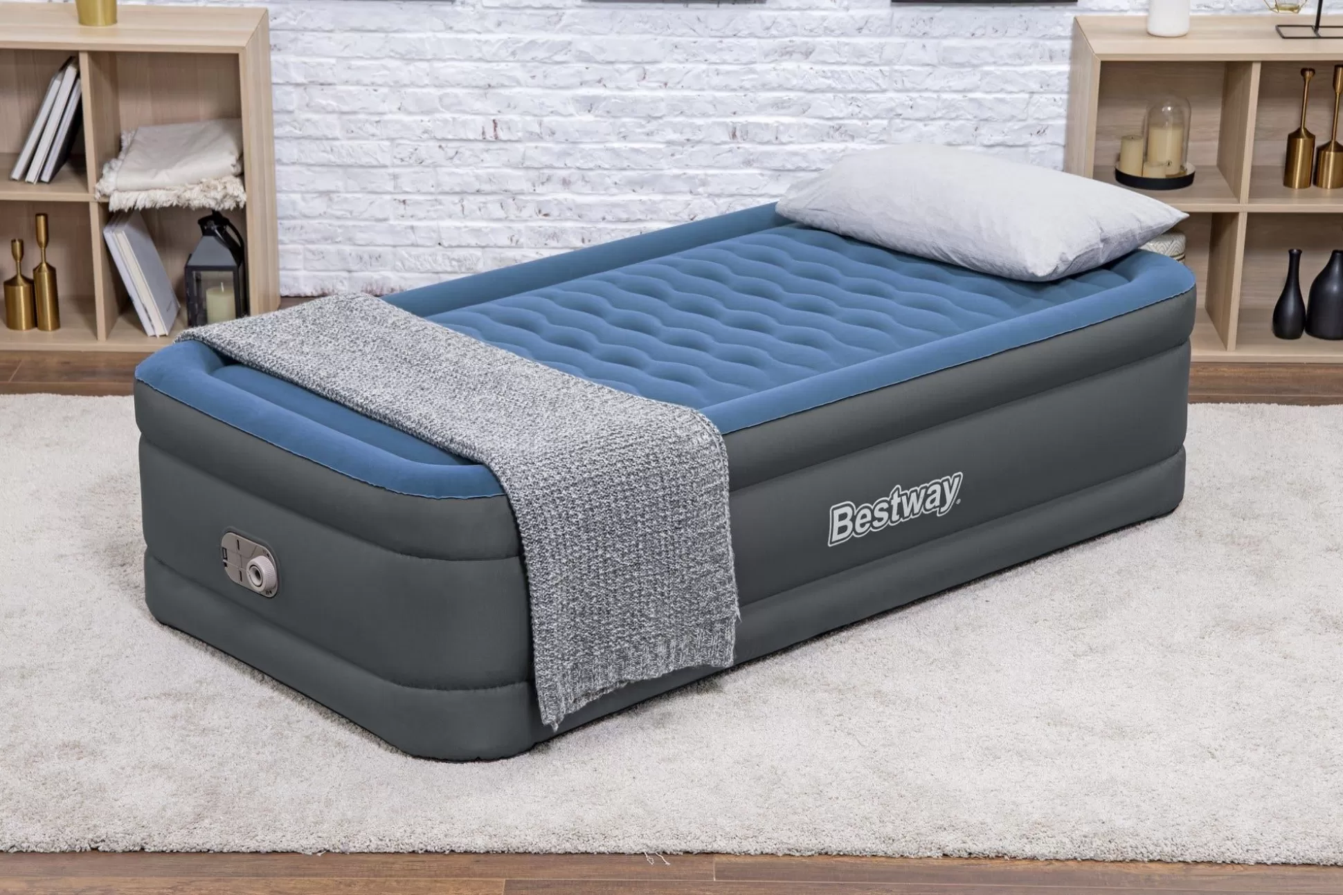 Bestway Tough Guard Air Mattress Twin 18 With Built-In Ac Pump And Antimicrobial Coating Cheap