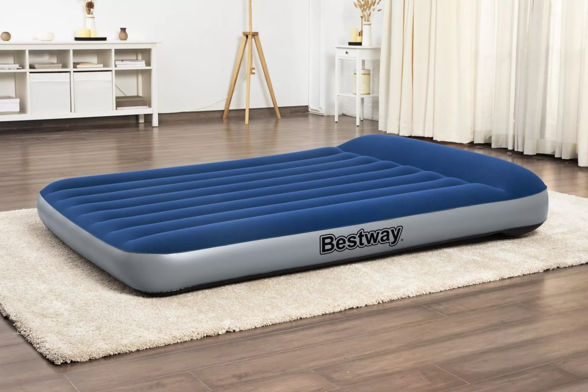 Bestway Tritech Air Mattress Full 12" With Built-In Ac Pump And Antimicrobial Coating Fashion