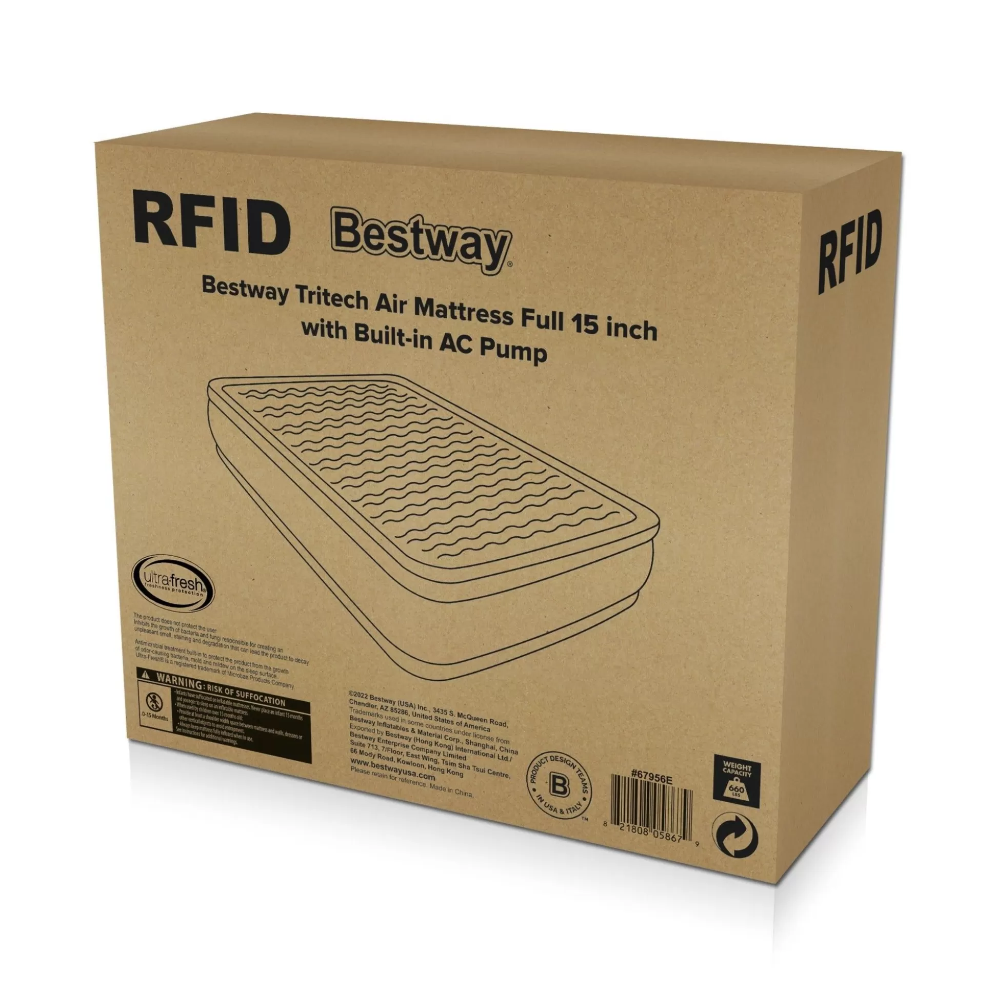 Bestway Tritech Air Mattress Full 15 With Built-In Ac Pump Included And Antimicrobial Coating Cheap