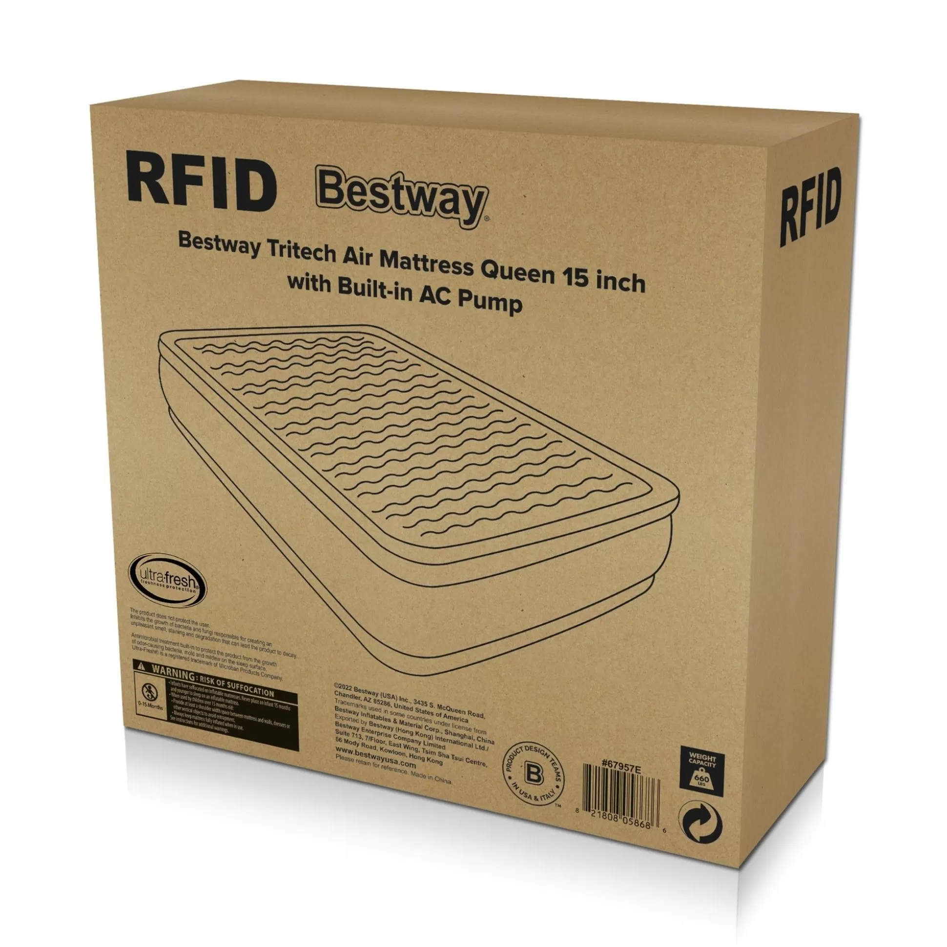 Bestway Tritech Air Mattress Queen 15 With Built-In Ac Pump Included And Antimicrobial Coating Store