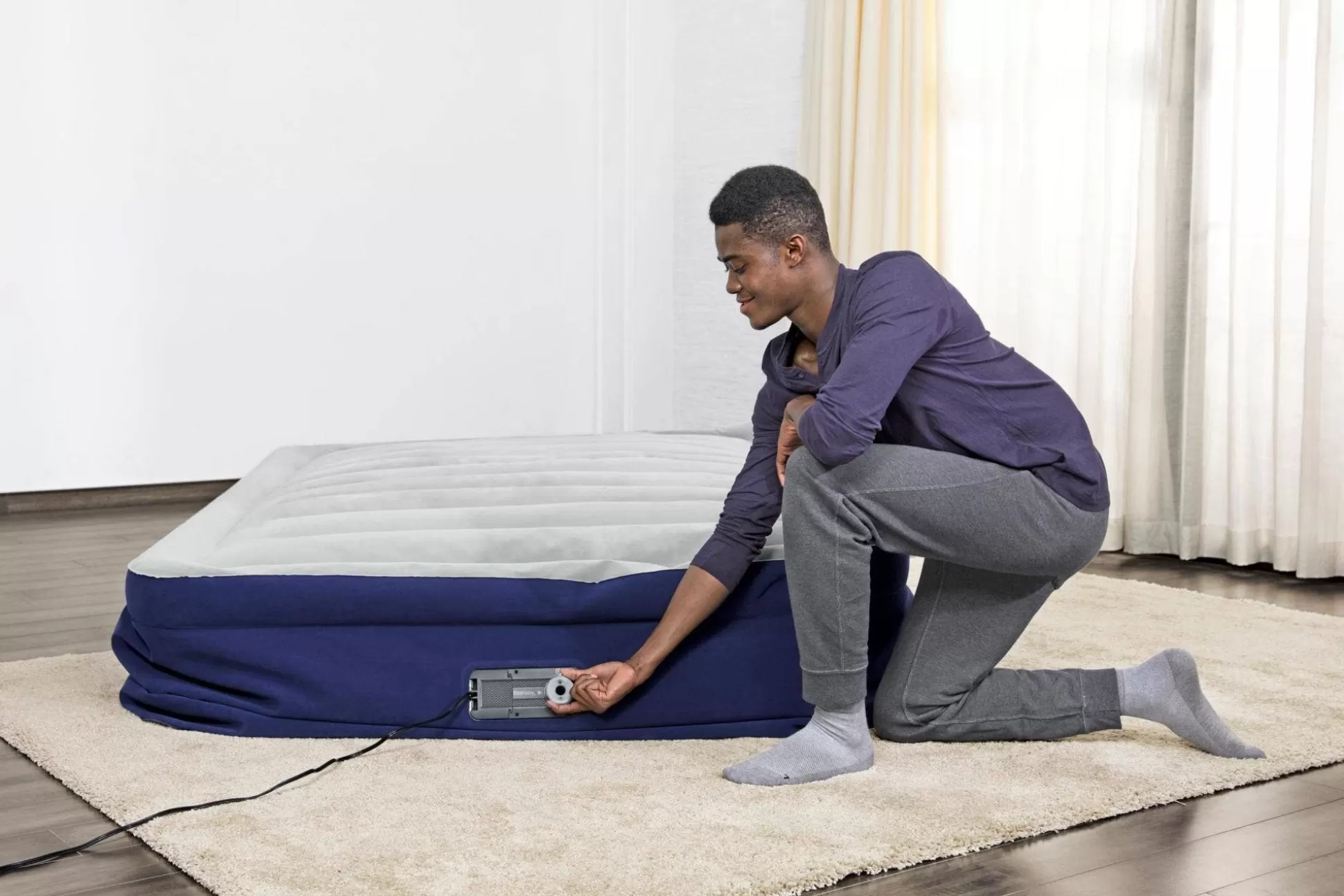 Bestway Tritech Air Mattress Queen 22 In. With Built-In Ac Pump And Antimicrobial Coating Sale