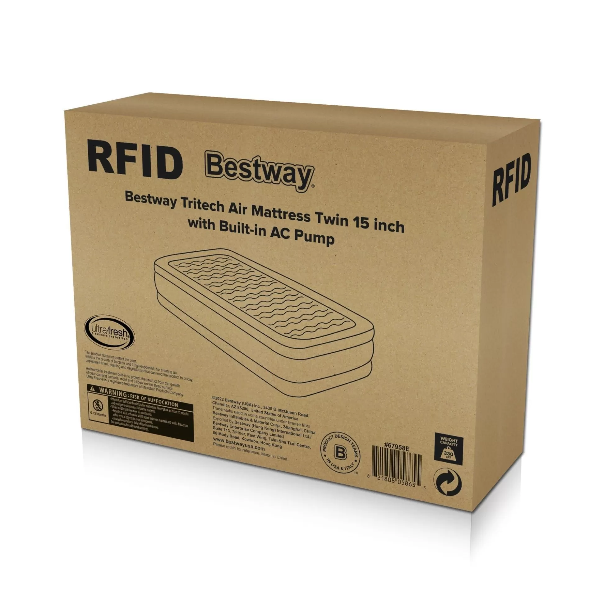 Bestway Tritech Air Mattress Twin 15 With Built-In Ac Pump Included And Antimicrobial Coating Sale