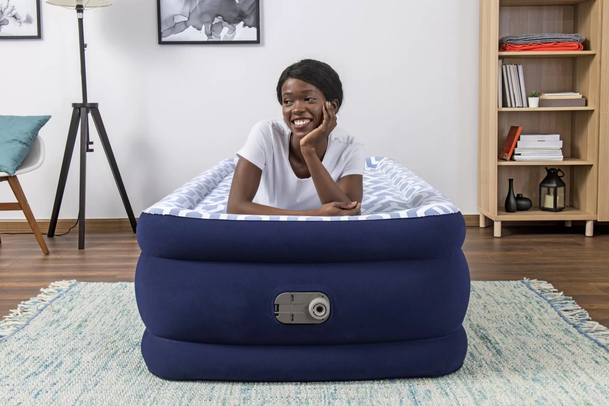Bestway Tritech Fashion Flock Air Mattress Twin 20" With Built-In Ac Pump And Antimicrobial Coating Shop