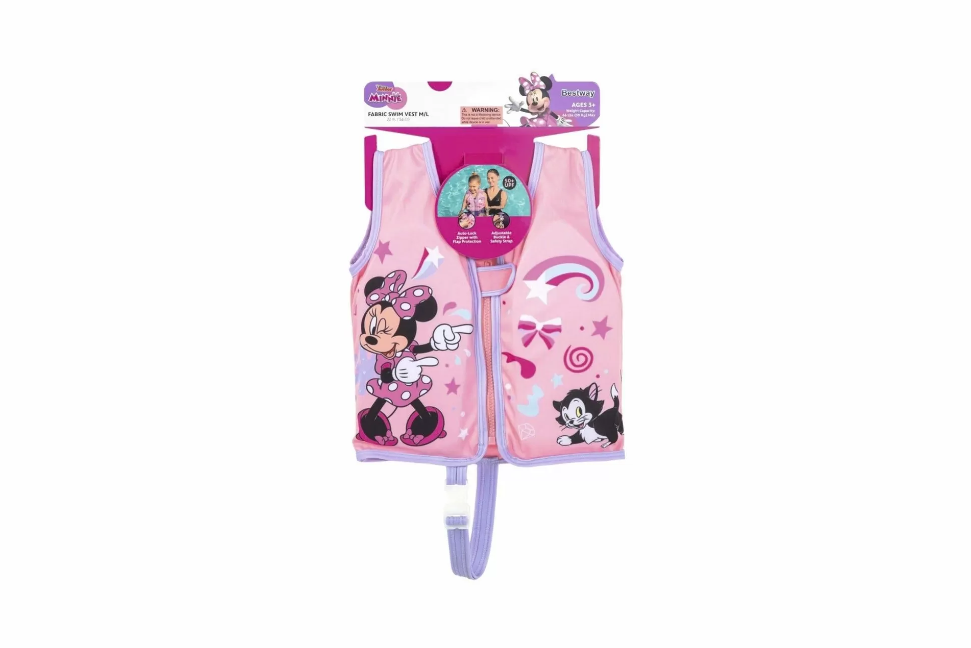 Bestway Disney Junior Minnie Mouse Pink Fabric Child Swim Vest, Medium To Large Clearance