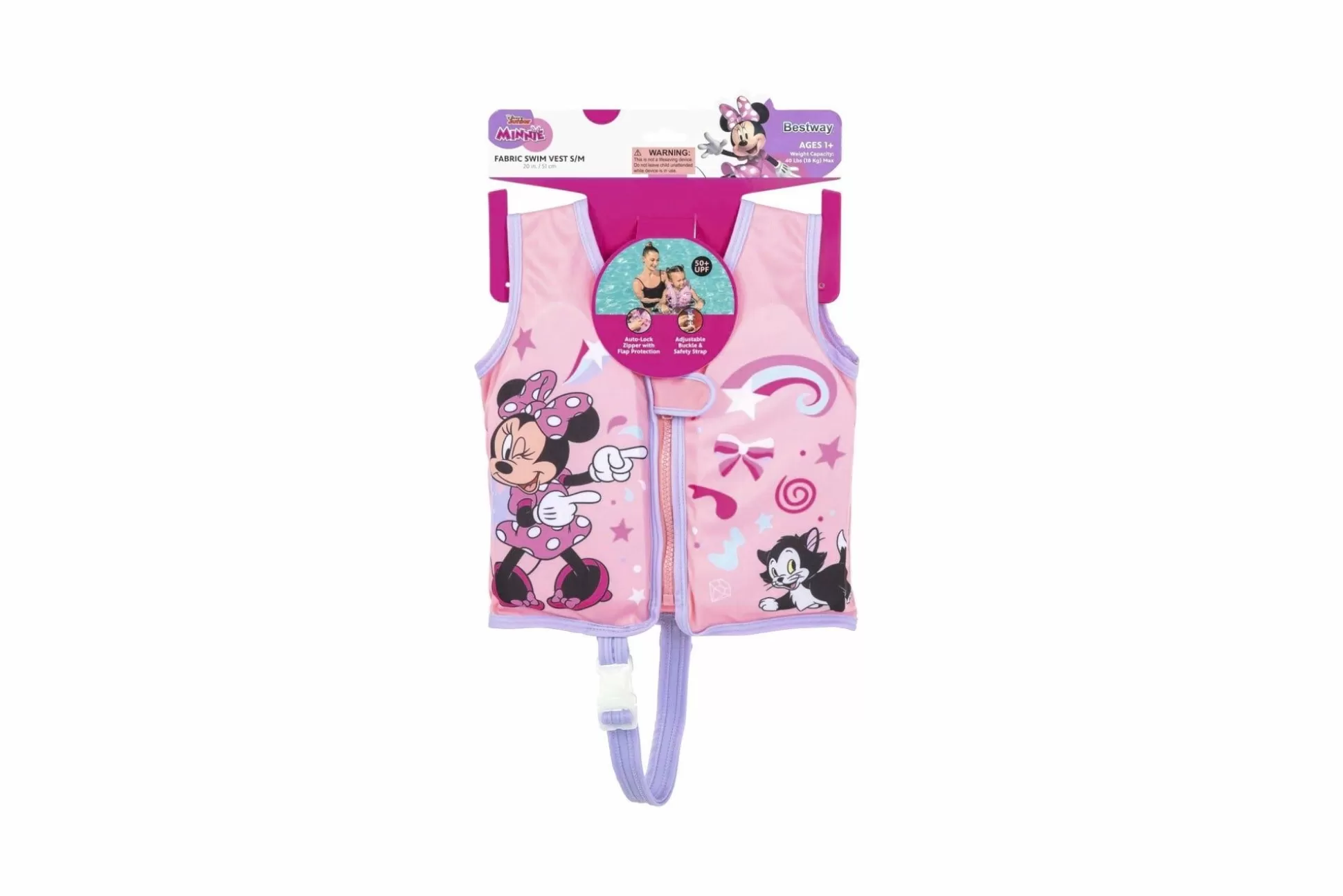 Bestway Disney Junior Minnie Mouse Pink Fabric Child Swim Vest, Small To Medium New