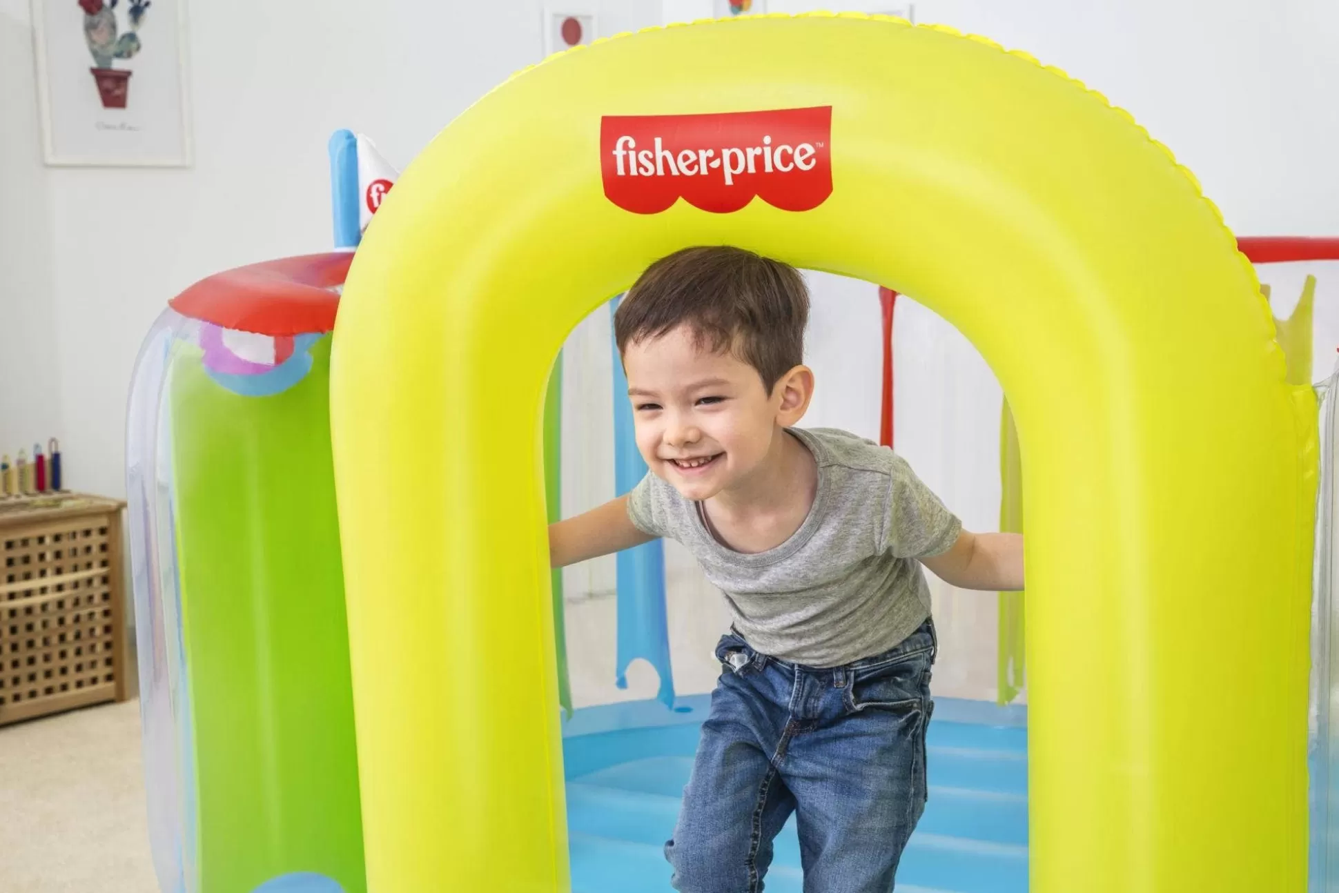 Bestway Fisher-Price Bouncetopia Multi-Color Child Pvc Bouncer With Built-In Pump Hot