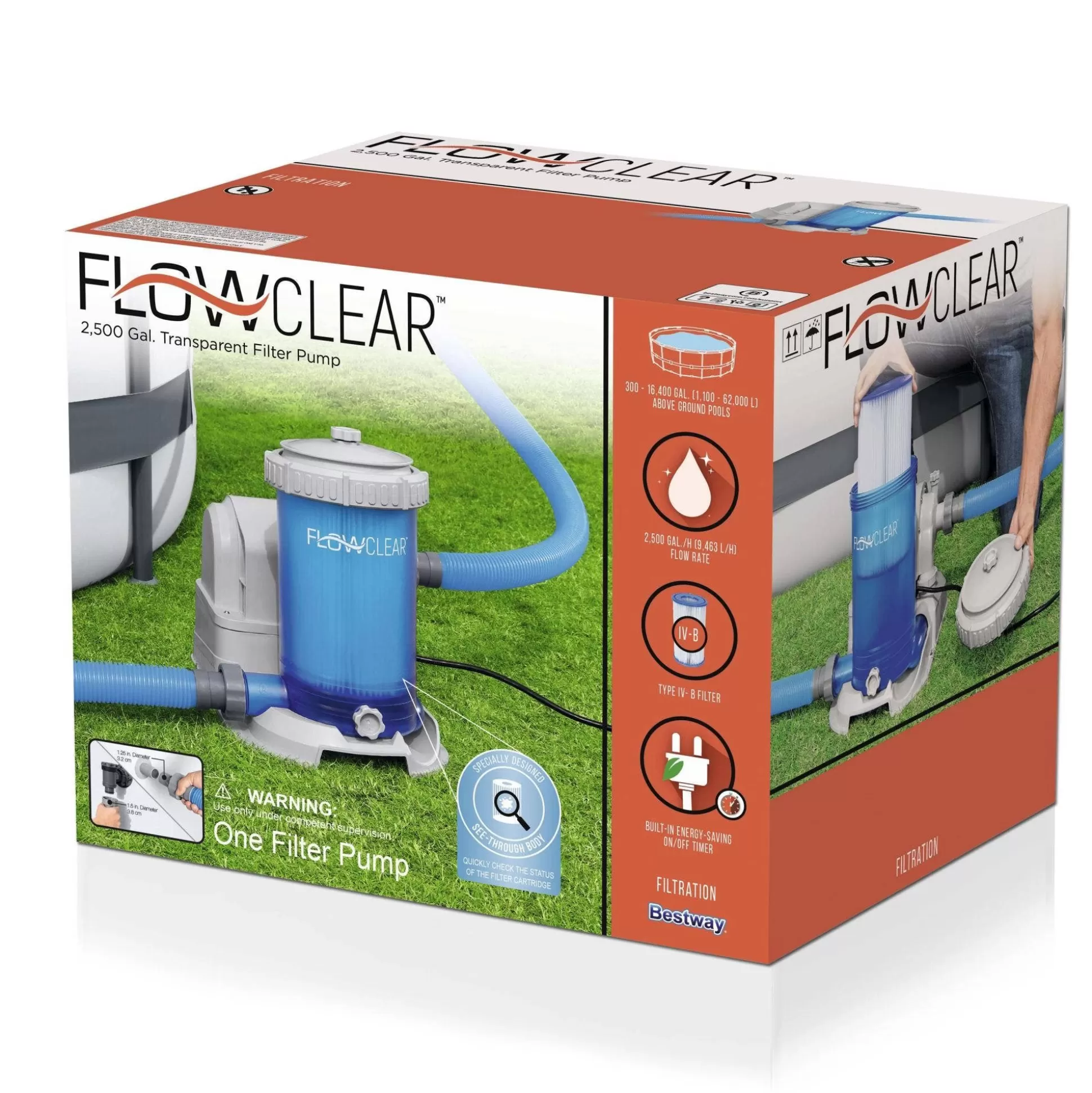 Bestway Flowclear 2,500 Gal. Transparent Filter Pump Online