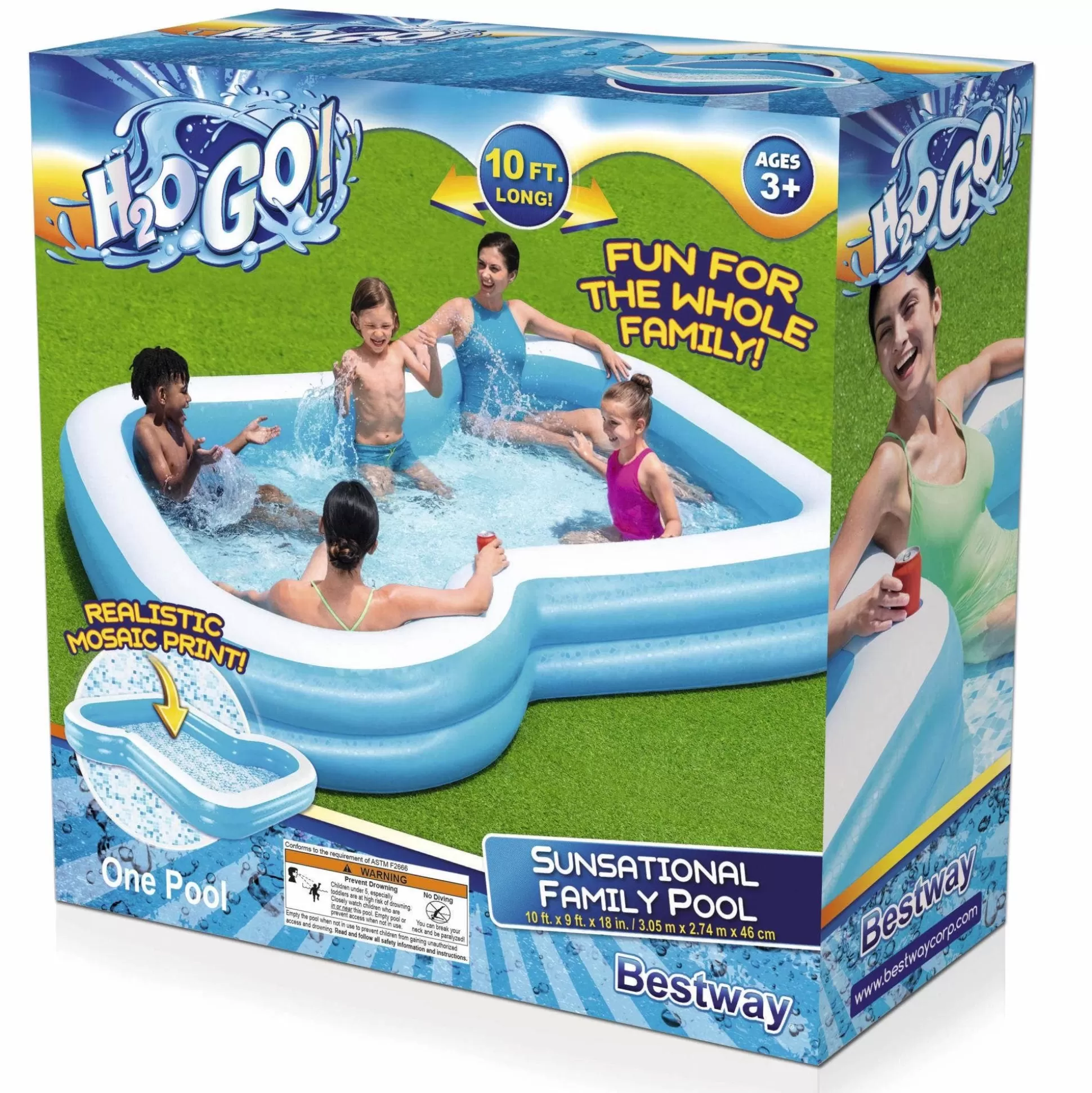 Bestway H2Ogo! 10' X 9' X 18 Sunsational Inflatable Kiddie And Family Pool Flash Sale