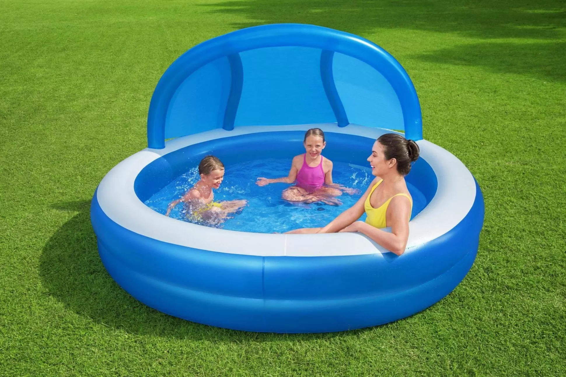 Bestway H2Ogo! 7'11 X 55 Summer Days Inflatable Round Kiddie Pool With Uv Careful Sunshade Sale