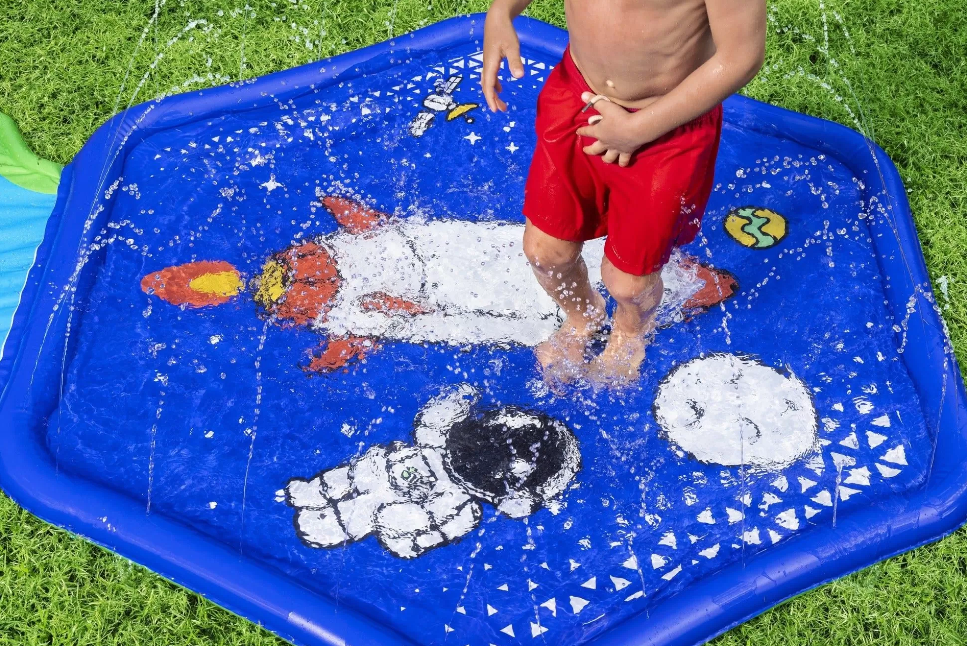 Bestway H2Ogo! Cosmic Adventure Kids Sprinkler Splash Pad And Inflatable Water Slide Cheap