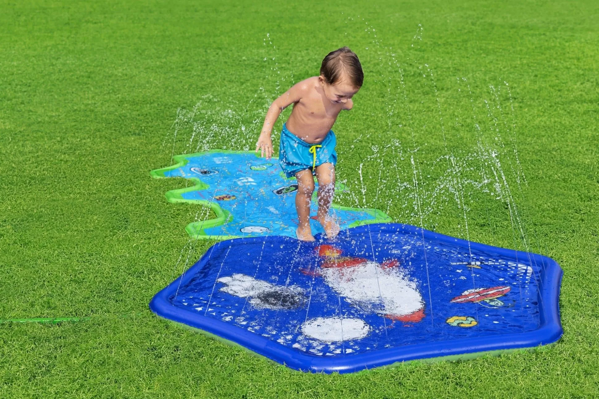 Bestway H2Ogo! Cosmic Adventure Kids Sprinkler Splash Pad And Inflatable Water Slide Cheap