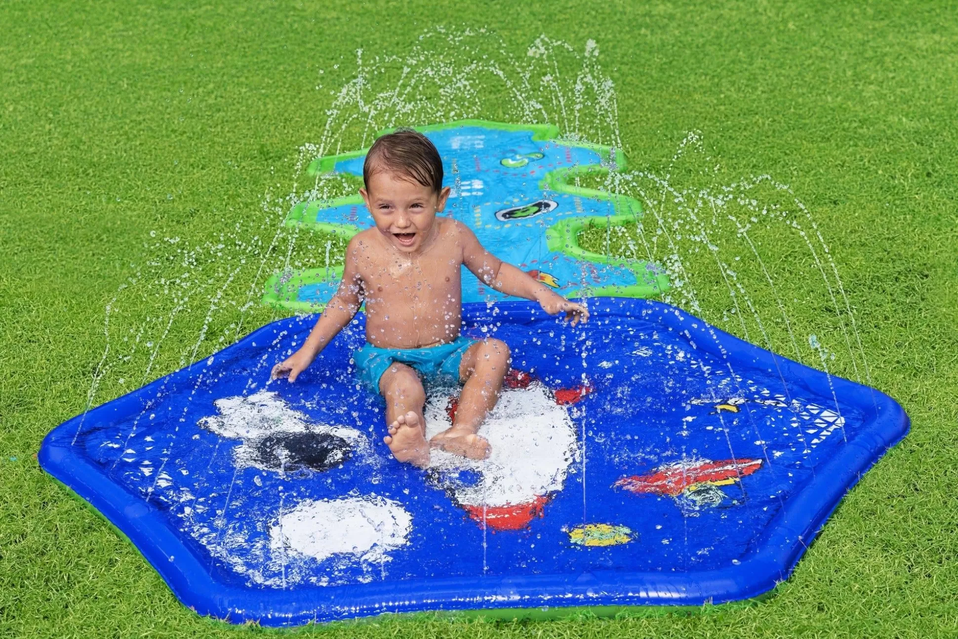 Bestway H2Ogo! Cosmic Adventure Kids Sprinkler Splash Pad And Inflatable Water Slide Cheap