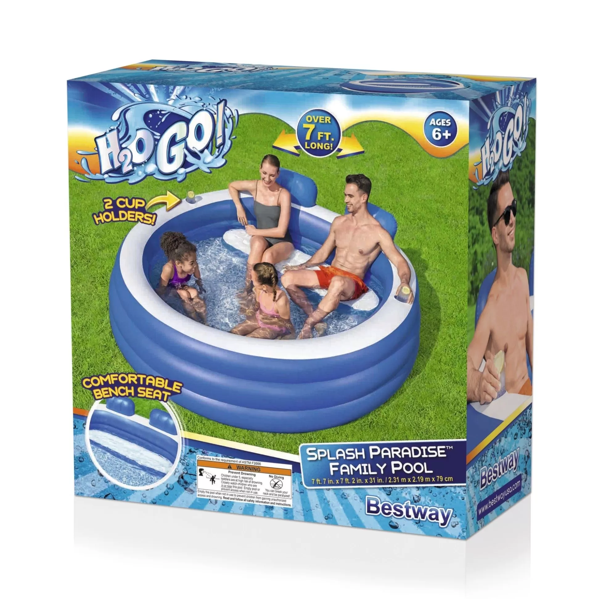 Bestway H2Ogo! Splash Paradise 7'7 X 7'2 X 31 Inflatable Family Pool Store