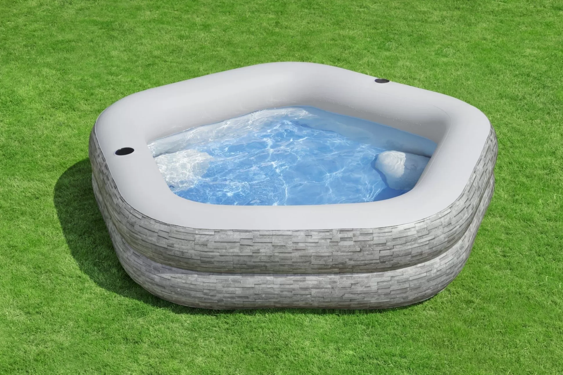 Bestway H2Ogo! Truprint Stone 7'X 6'9 X 21 Soft Sided Inflatable Family Kiddie Pool Hot
