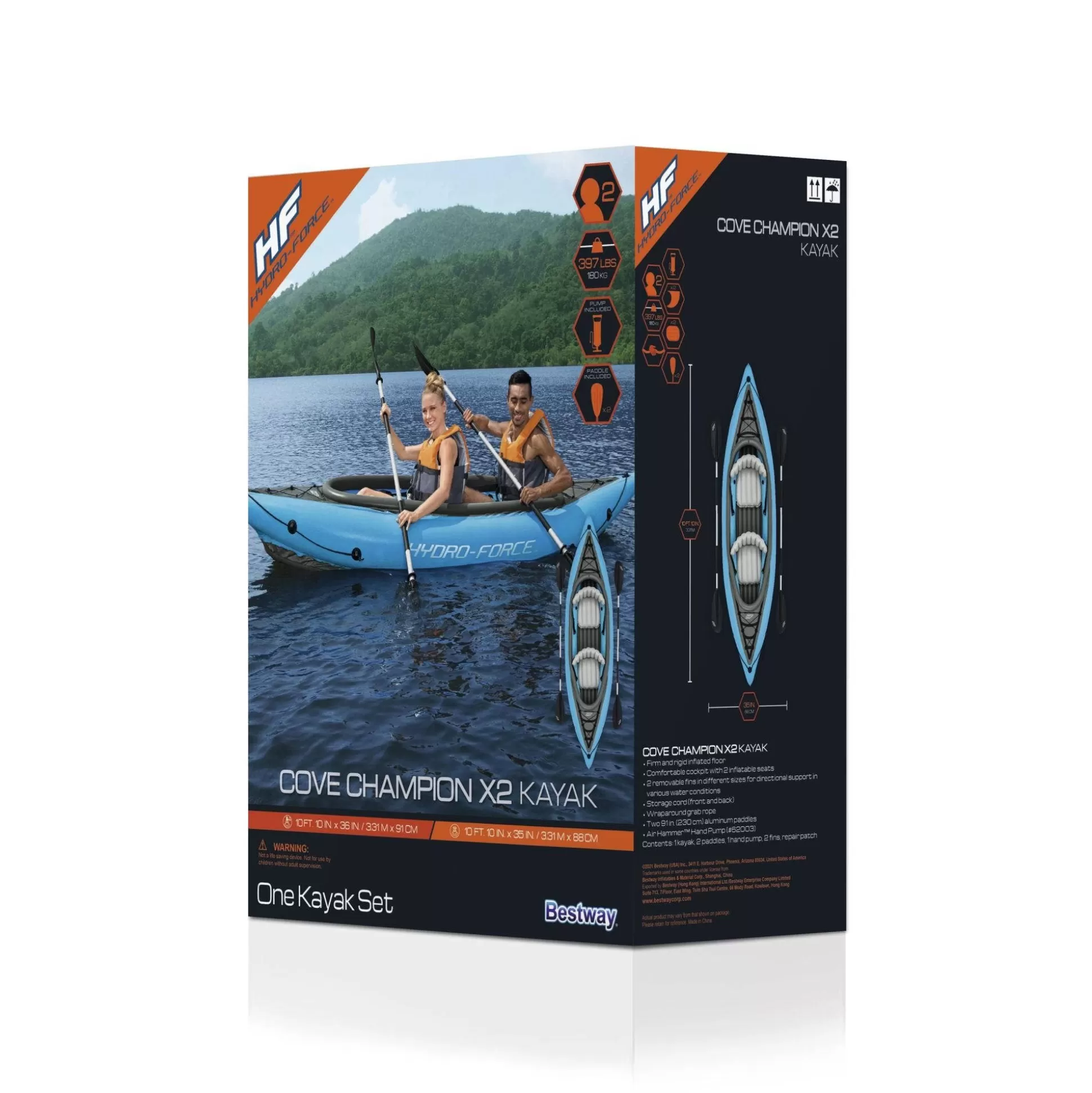 Bestway Hydro-Force Cove Champion Inflatable Two-Person Kayak Set 10' 10" Fashion