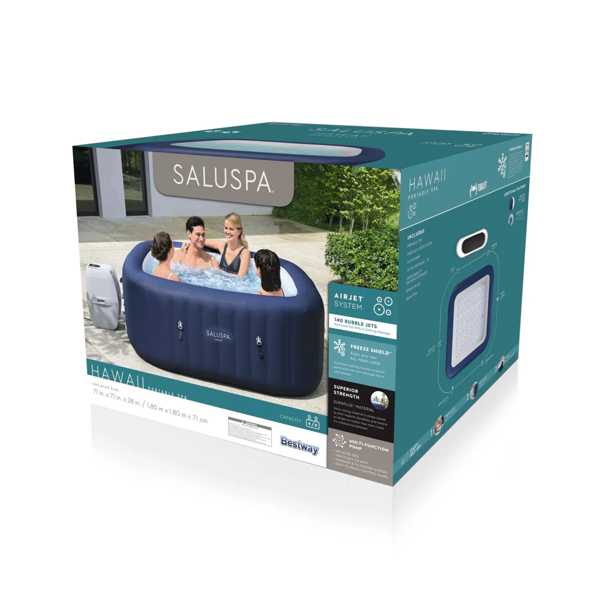 Bestway Saluspa Hawaii Energysense Smart Airjet Inflatable Hot Tub Spa 4-6 Person Hot