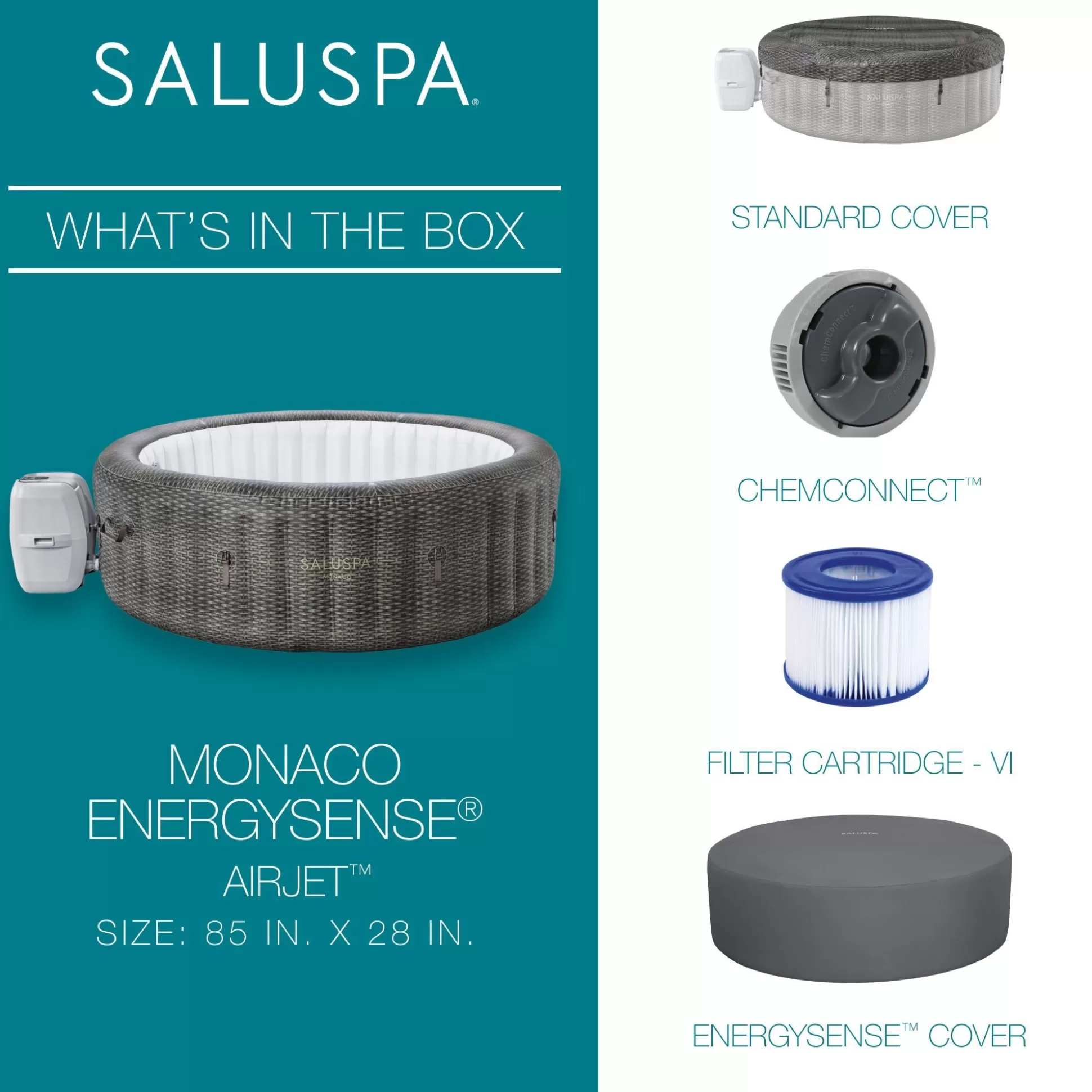 Bestway Saluspa Monaco Energysense Smart Signature Airjet Inflatable Hot Tub With App-Control 5-7 Person Discount