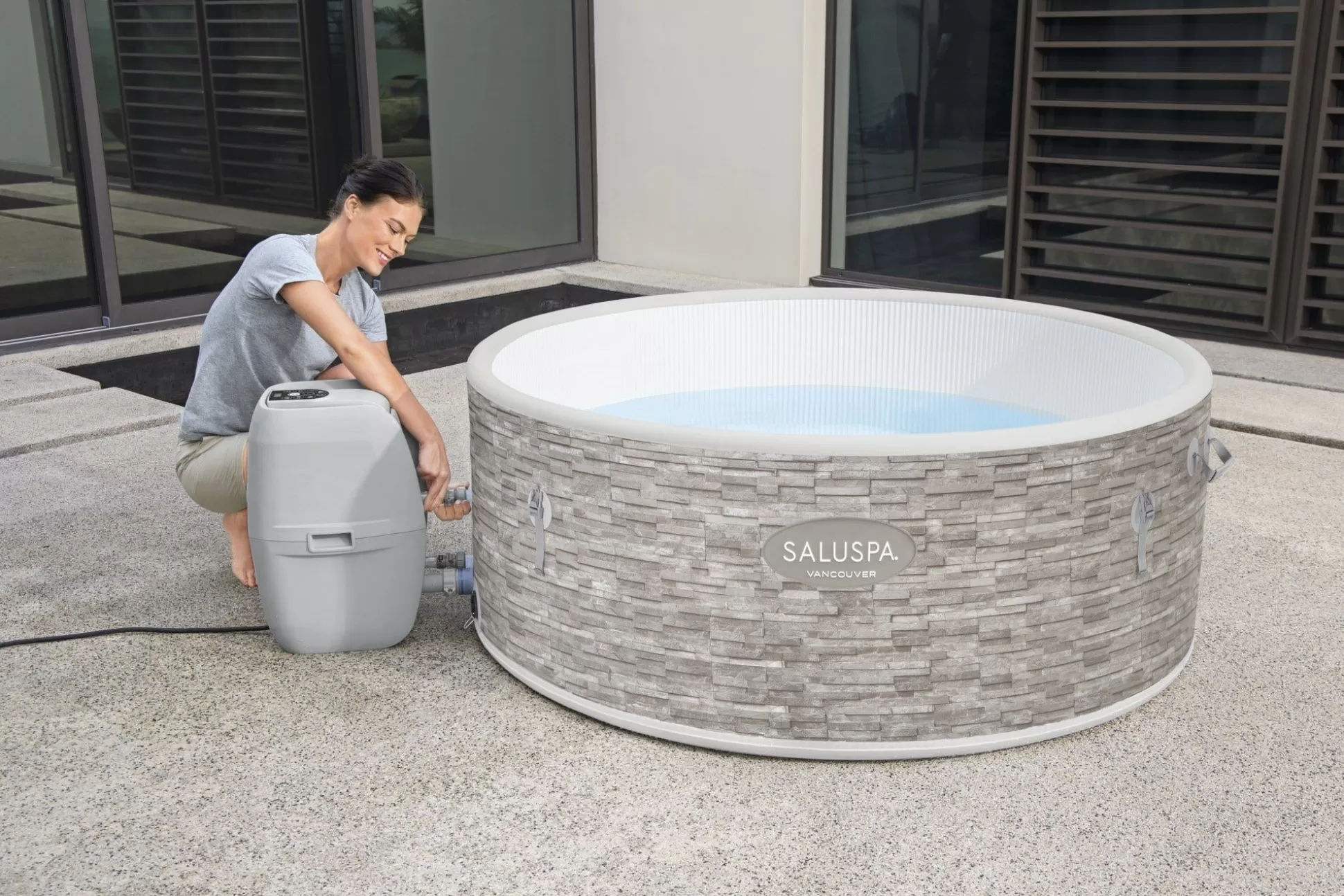 Bestway Saluspa Vancouver Airjet Plus Inflatable Hot Tub With App Control 3-5 Person Hot