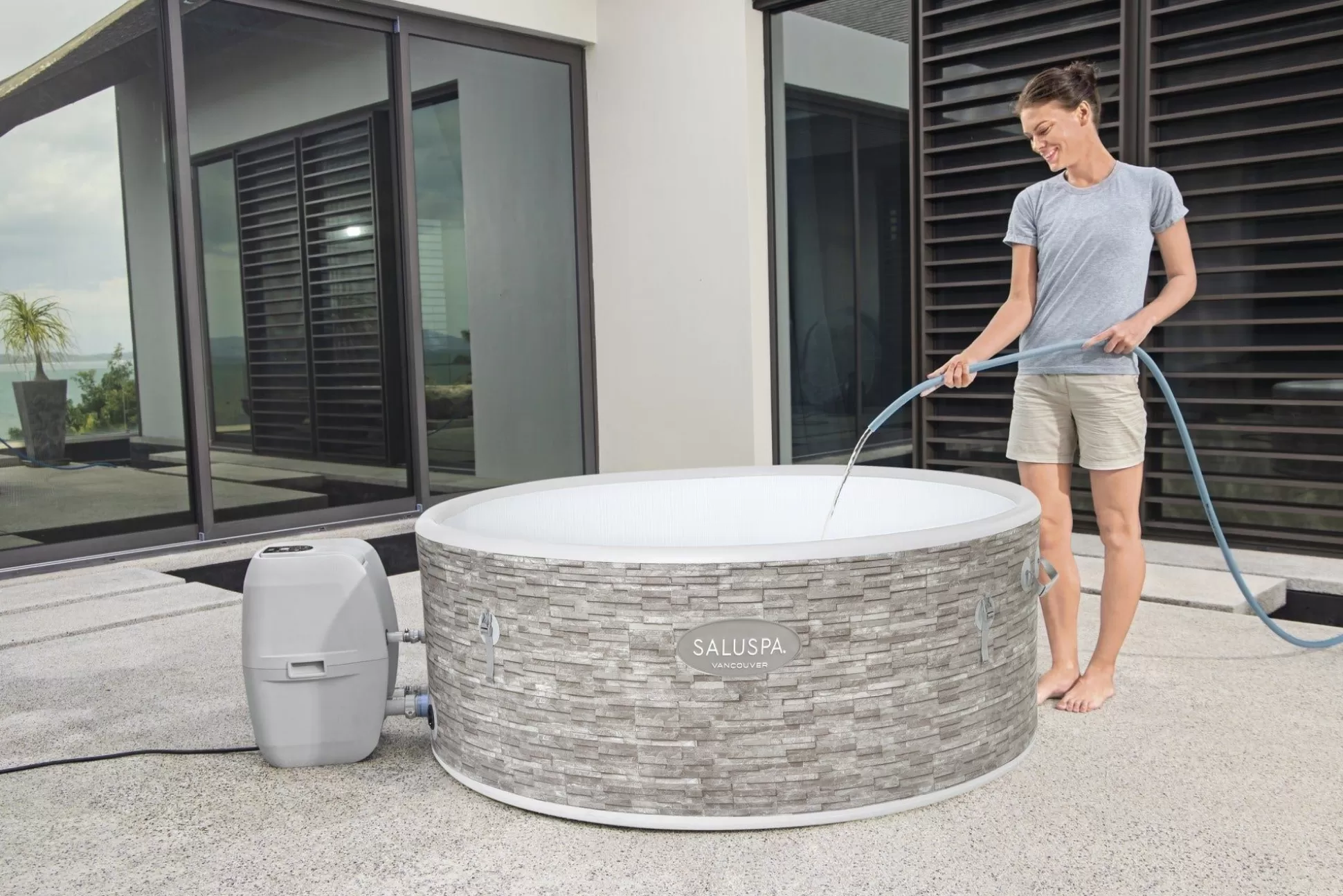 Bestway Saluspa Vancouver Airjet Plus Inflatable Hot Tub With App Control 3-5 Person Hot