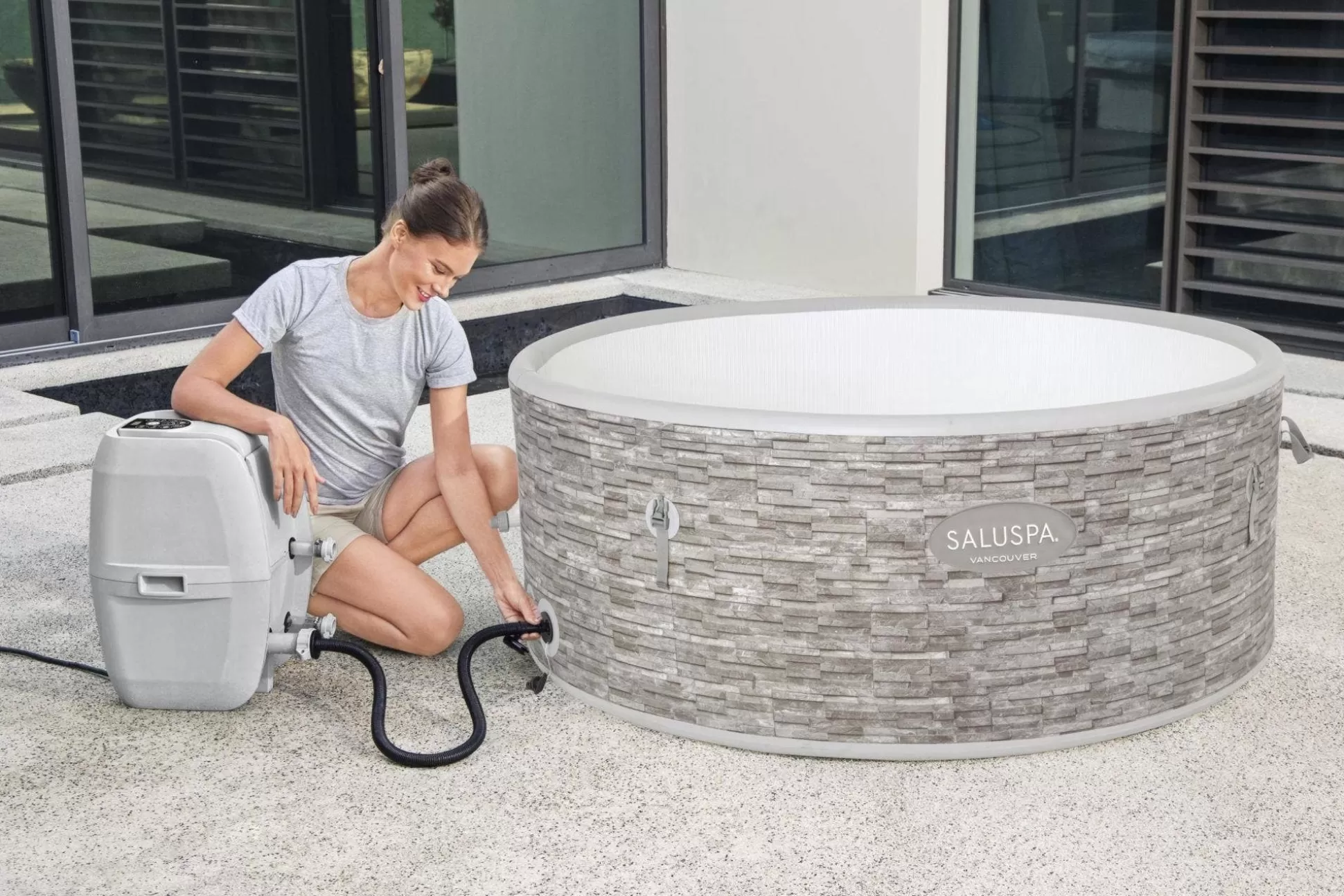 Bestway Saluspa Vancouver Airjet Plus Inflatable Hot Tub With App Control 3-5 Person Hot