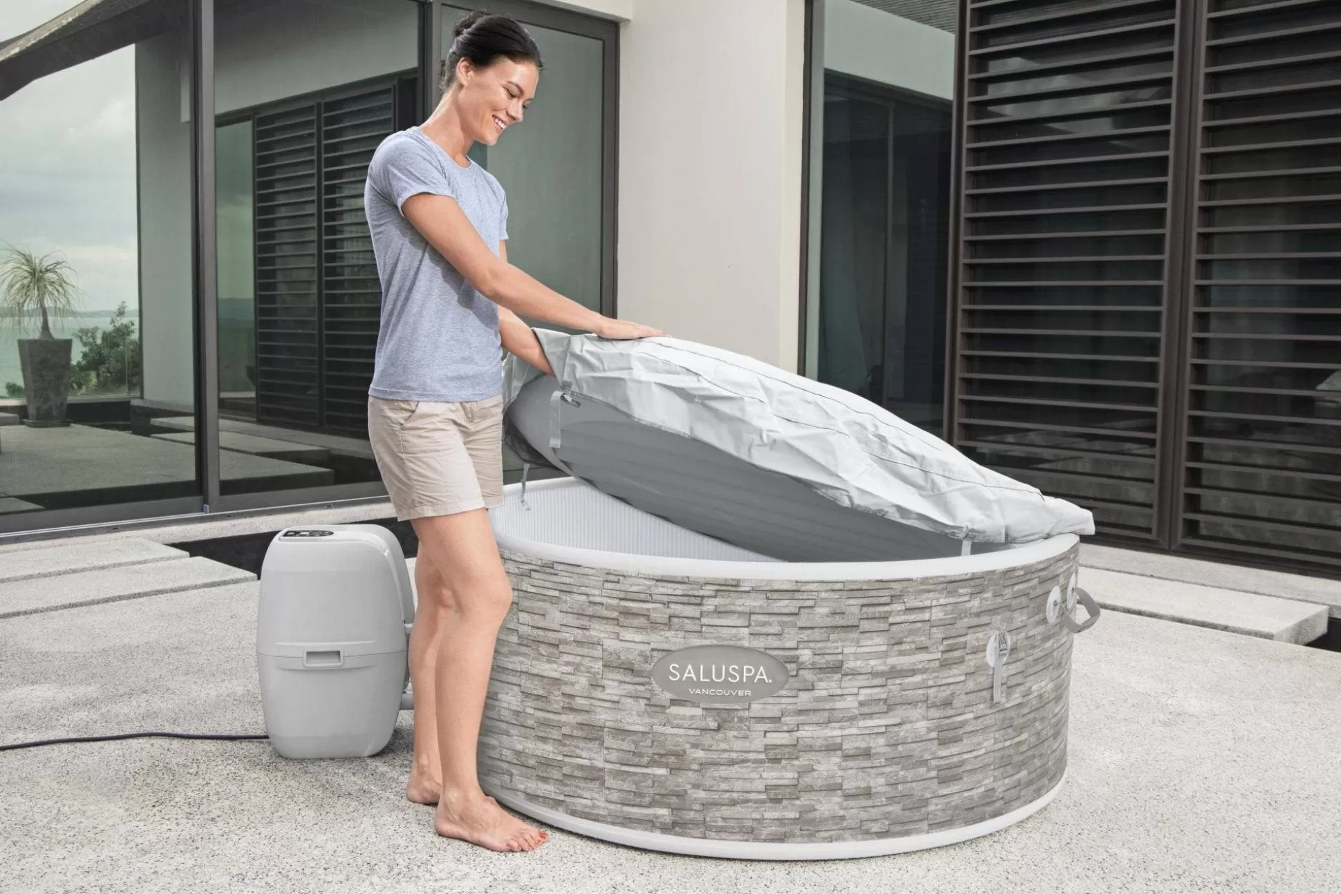 Bestway Saluspa Vancouver Airjet Plus Inflatable Hot Tub With App Control 3-5 Person Hot
